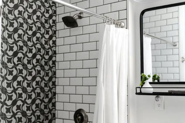 Black and White Tiles Shower - Hancock Renovation